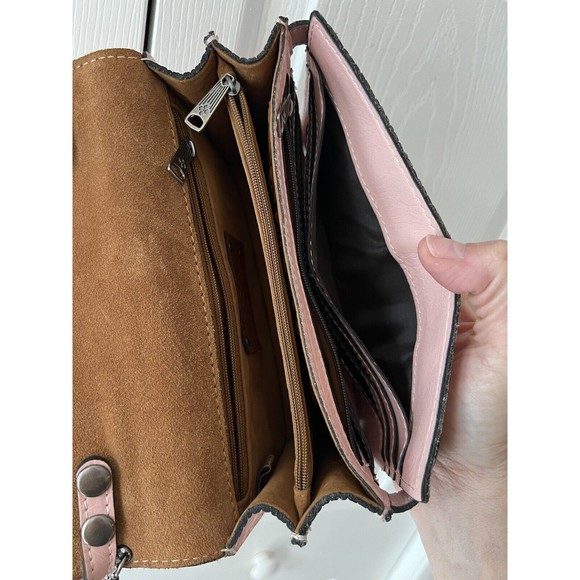 Patricia Nash Pink Bianco Organizer Crossbody Wristlet Brand new ! Leather Suede - Picture 5 of 14